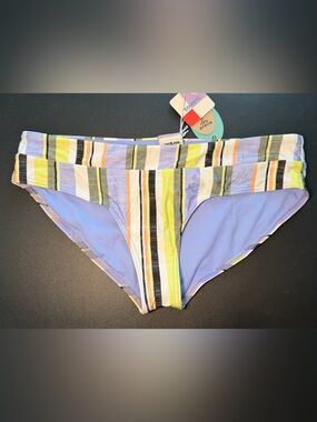 Prana Women's Presolana Morning Glory Stripe Swim Bikini Bottoms Size Medium NWT